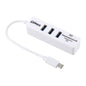 2 in 1 TF SD Card Reader 3 x USB Ports to USB C Type C HUB Converter Total Length 24cm White