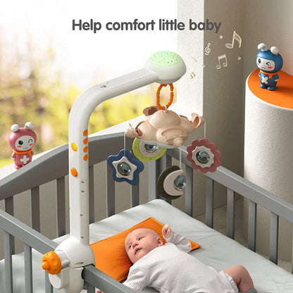 Baby Crib Mobile with Projection Night Light Soothing Music White Noise Hanging Rattle Toys