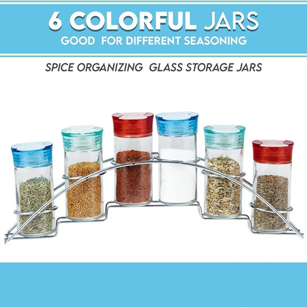 Spice Holder Organiser Set of 7 Spice Containers and Spice Rack for Kitchen Organizer