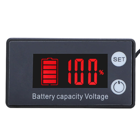 Two Line Digital Display DC Voltmeter Lead Acid Lithium Battery Charge Meter Color Red