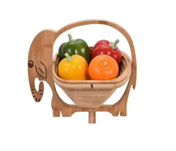 Wooden Collapsible Elephant Shape Basket Kitchen Fruits