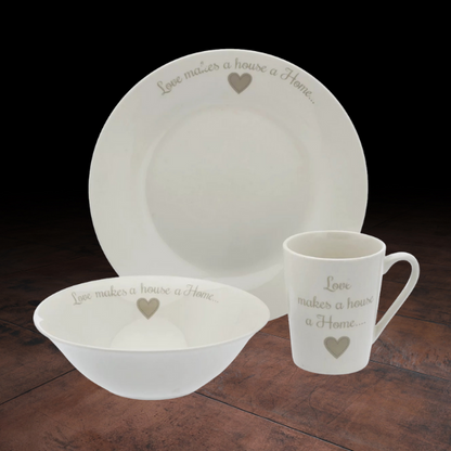 Dinnerware Set 12 Piece Love Quote Design Dinnerware Set