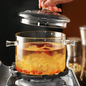 Borosilicate Glass Pot Clear Borosilicate Glass Cooking Pot with Lid 1900ml