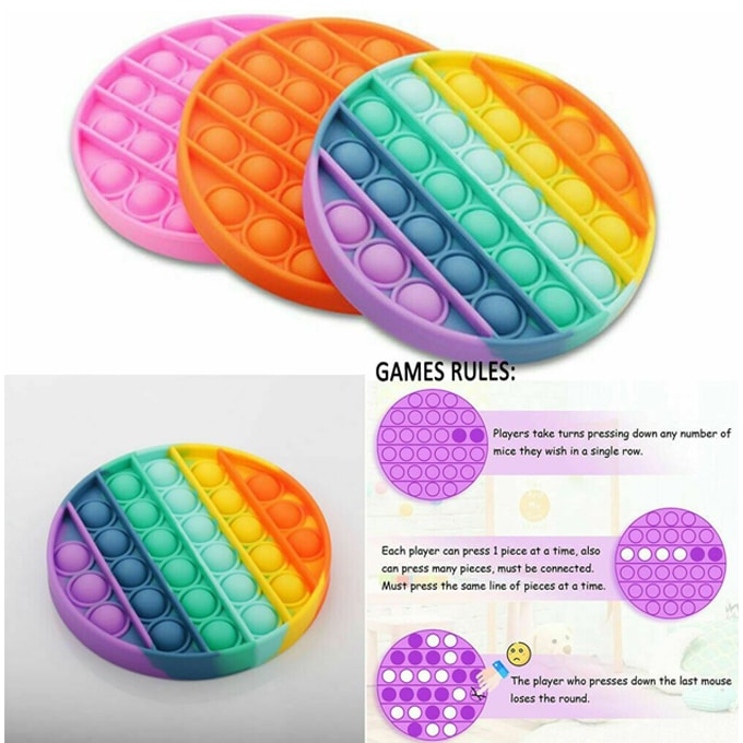 Killer Deals Sensory Stress Relief Fidget Silicone Bubble Pop Toy Game 2 Colours