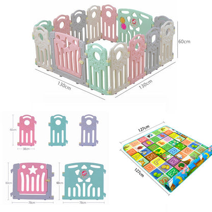 Baby Playpen 14 Panels Multicoloured Safety Gates Kids Baby Playpen w Mat and Balls