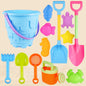 13pcs Set Children Beach Toys Set Large Sand Shovel Bucket Sand Digging Tools Hourglass Color Blue Round Castle