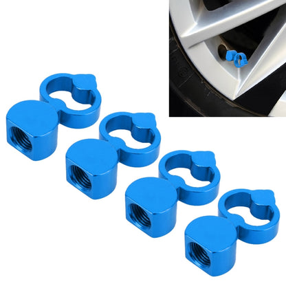 4 PCS Heart shaped Gas Cap Mouthpiece Cover Tire Cap Car Tire Valve Caps Baby Blue