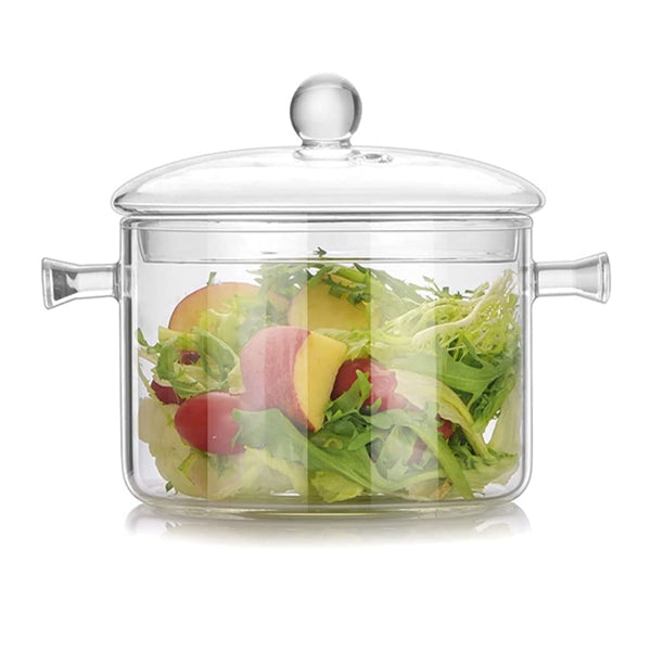 Borosilicate Glass Pot Clear Borosilicate Glass Cooking Pot with Lid 1900ml