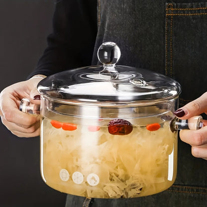 Borosilicate Glass Pot Clear Borosilicate Glass Cooking Pot with Lid 1900ml