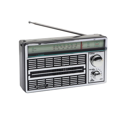 BAIJIALI BJL 1202AC Two Bands Retro Radio Portable Outdoor Large capacity Storage Volume Speaker Player Silver