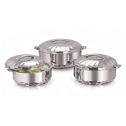 Hot Pot Casserole Set Set Of 3 Stainless Steel Flora Double Walled Insulated Hot Pot Casserole