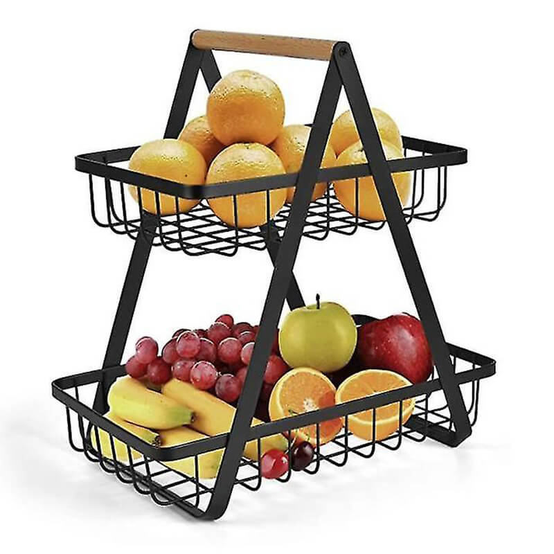 2 Tier Countertop Fruit Basket Holder Decorative Bowl Stand