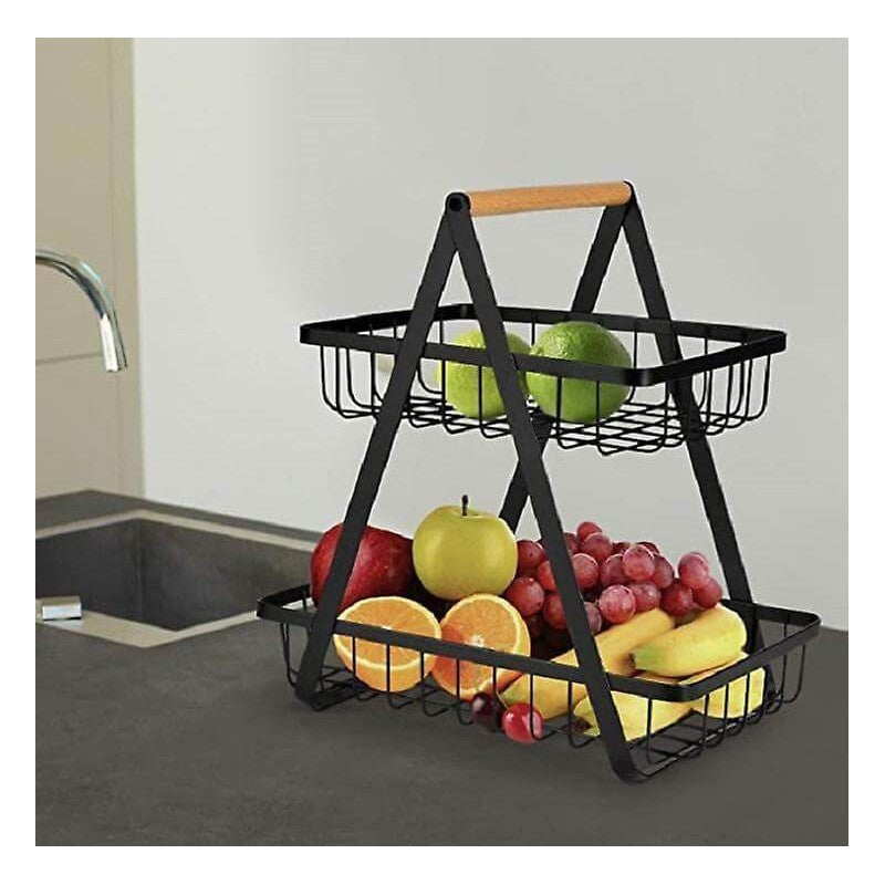 2 Tier Countertop Fruit Basket Holder Decorative Bowl Stand