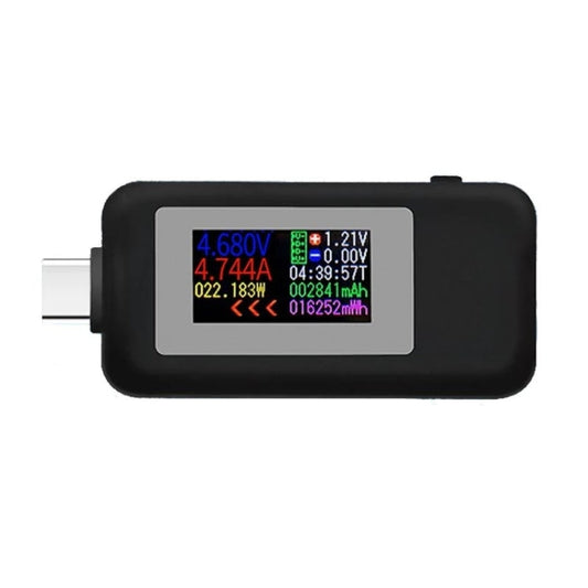 KWS 1902C Color Type C USB Tester Current Voltage Monitor Power Meter Mobile Battery Bank Charger Detector Black