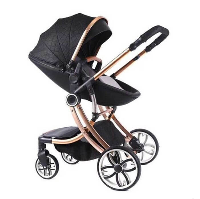 2 in 1 Luxury Leather Egg Shell Strollers Baby Pram