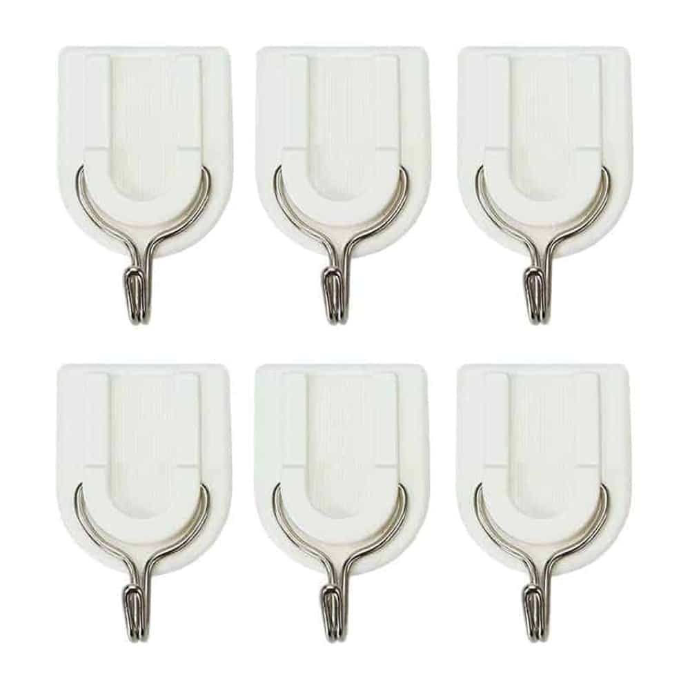 Killer Deals Bathroom Kitchen Plastic Self Adhesive Wall Hooks 6 Pack