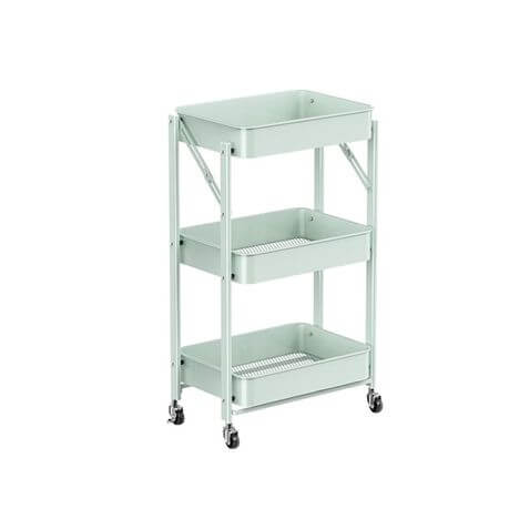 3 Tier Foldable Trolley Organizer Rack with Wheels