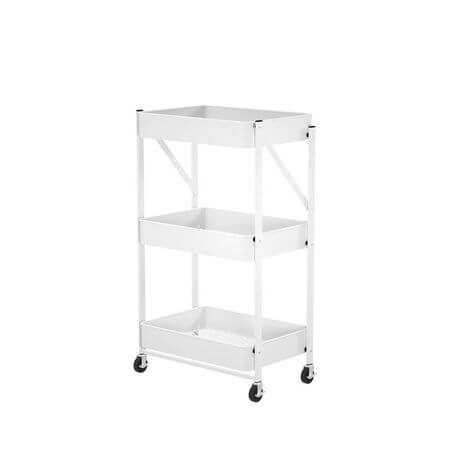 3 Tier Foldable Trolley Organizer Rack with Wheels