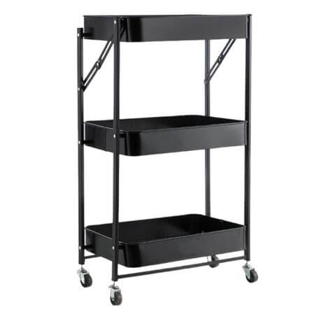 3 Tier Foldable Trolley Organizer Rack with Wheels