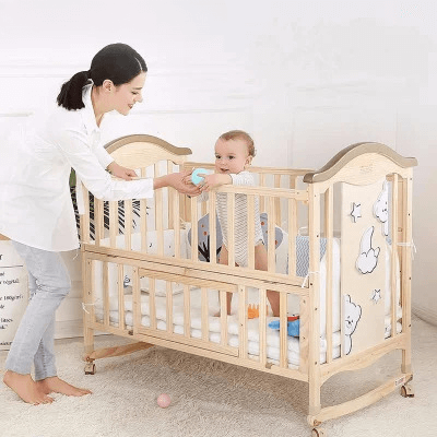 Adjustable Wooden Baby Crib