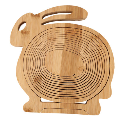 Wooden Collapsible Bunny Shape Basket Kitchen Fruits