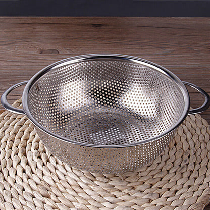 Stainless Steel Colander Kitchen Colander Stainless Steel Strainer Drainer Basket with 2 Handles 22cm