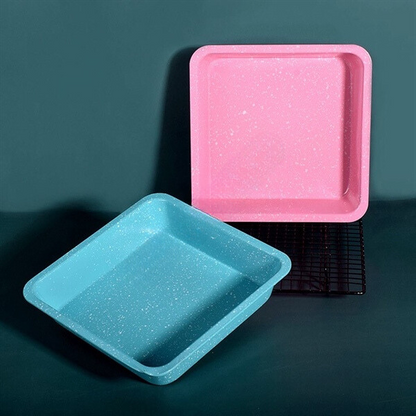 Bread Baking Pans Set of 2 Colorful Non Stick Coating Carbon Steel Square Cake Baking Pans 22cm