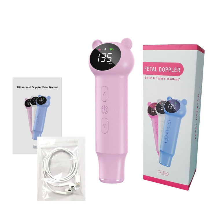 HD T601 3 0MHz Fetal Doppler Baby Heart Rate Monitor Pink