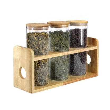 Borosilicate Glass Jars 4 Piece Borosilicate Glass Spice Jars with Bamboo Lid Silicone Sealing Storage Rack Set