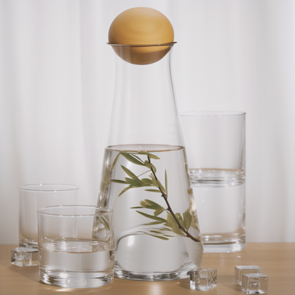 Borosilicate Carafe Set 5 Piece Stunning Borosilicate Carafe and Glass Set with Wooden Cork