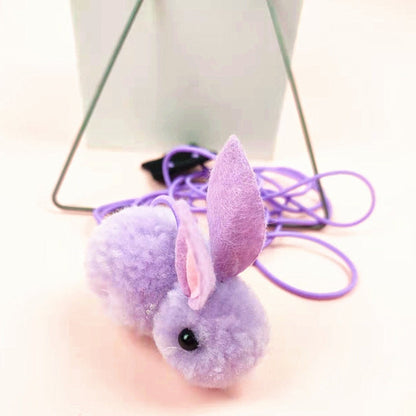 Hanging Door Retractable Cat Teaser Stick Pet Toy Purple Rabbit