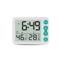 Multifunctional Indoor Thermometer And Hygrometer Large Screen Alarm Clock Kitchen Electronic Countdown Timer White Shell Green Button