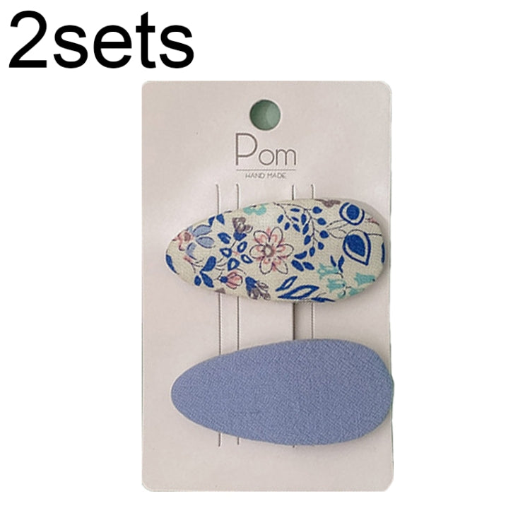 2sets Candy Color Floral Polka Dot Sweet Baby Drop Hair Clip Blue Flower