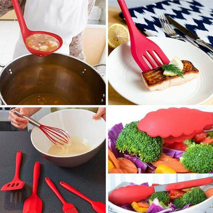 Killer Deals 10 Pack Silicone Spatula Whisk Tong Spoon Kitchen Utensil Set