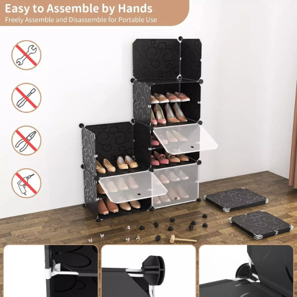 Shoe Rack Organizer Freestanding 8 Tier Shoe Rack Organizer with Doors For 32 Pairs