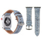 For Apple Watch Series 9 8 7 41mm SE 3 SE 2 6 SE 5 4 40mm 3 2 1 38mm Simple Fashion Genuine Leather Cowboy Pattern Watch Band Baby Blue