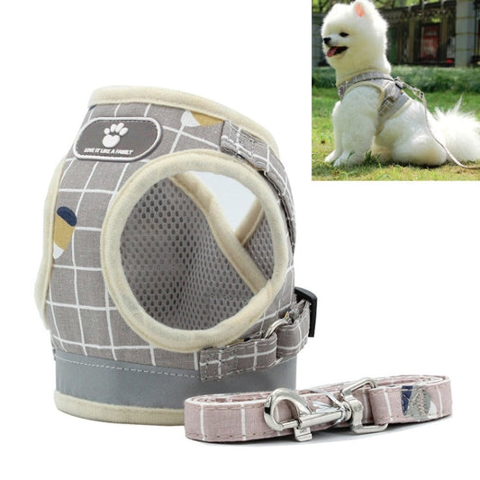 Reflective Breathable Vest Traction Rope Pet Chest Leash Size XS Khaki