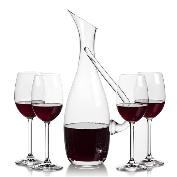 Decanter Carafe Set 5 Piece Tilt Handle Glass Wine Decanter Carafe Set