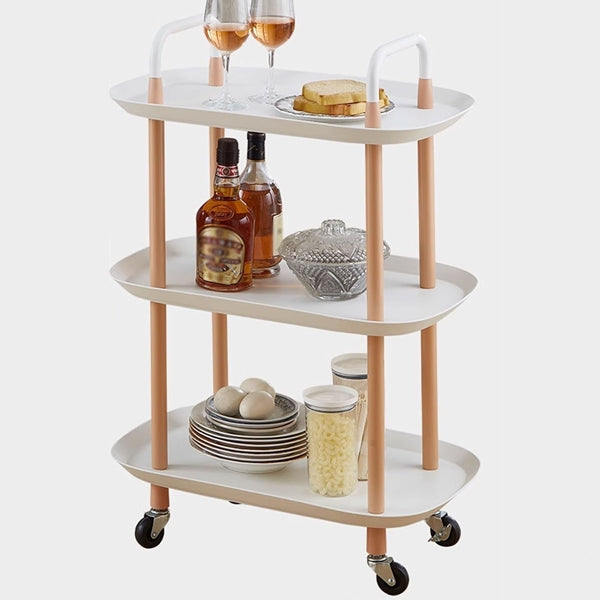 Kitchen Serving Cart Trolley Three Layer Rectangular Mobile Plastic Kitchen Serving Cart Trolley