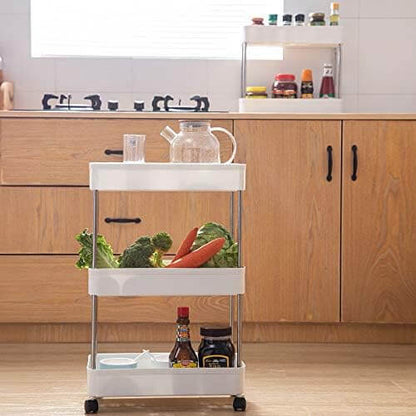 3 Layers Bathroom Kitchen Organizer Rolling Trolley Rack