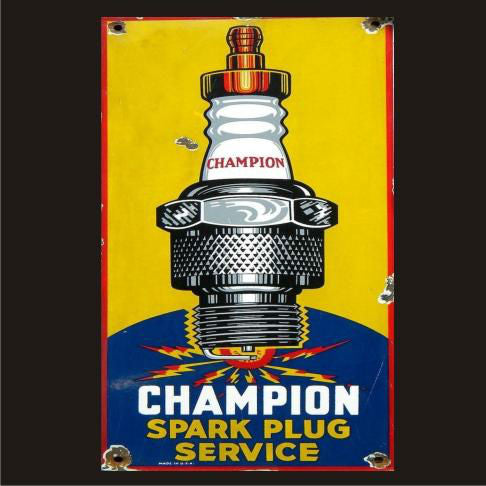 Champion Spark Plug Service Oil Vintage Sign