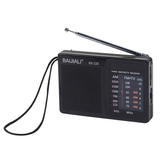 BAIJIALI BJL228 Retro Portable Two Band FM AM Radio Built in Speaker Black