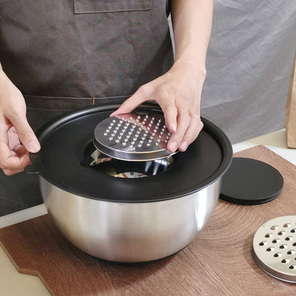 Kitchen Mixing Bowls with Lids Stainless Steel Black Nesting Bowl with Plastic Lid and Silicone Base 13 Pcs