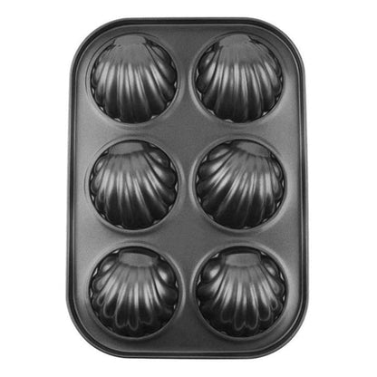 Muffin Baking Trays Set of 2 Shell Shaped 6 Hole Non Stick Flat Bottom Carbon Steel DIY Muffin Mold Baking Tray