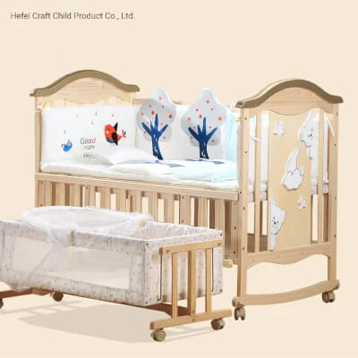 Adjustable Wooden Baby Crib