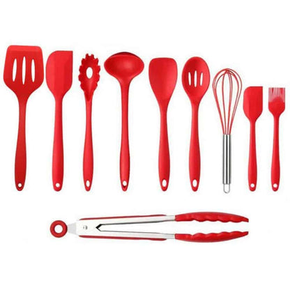 Killer Deals 10 Pack Silicone Spatula Whisk Tong Spoon Kitchen Utensil Set