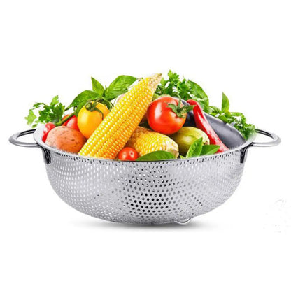 Stainless Steel Colander Kitchen Colander Stainless Steel Strainer Drainer Basket with 2 Handles 22cm