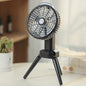 Outdoor Camping USB Charging Fan Tent Swing Head Fan With Tripod LED Light Black