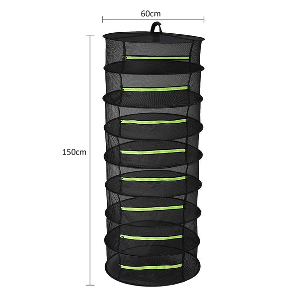 Herb Drying Rack 8 Layer Collapsible Mesh Hanging Drying Net with Zipper Garden Gloves Pruning Scissor and S Hook