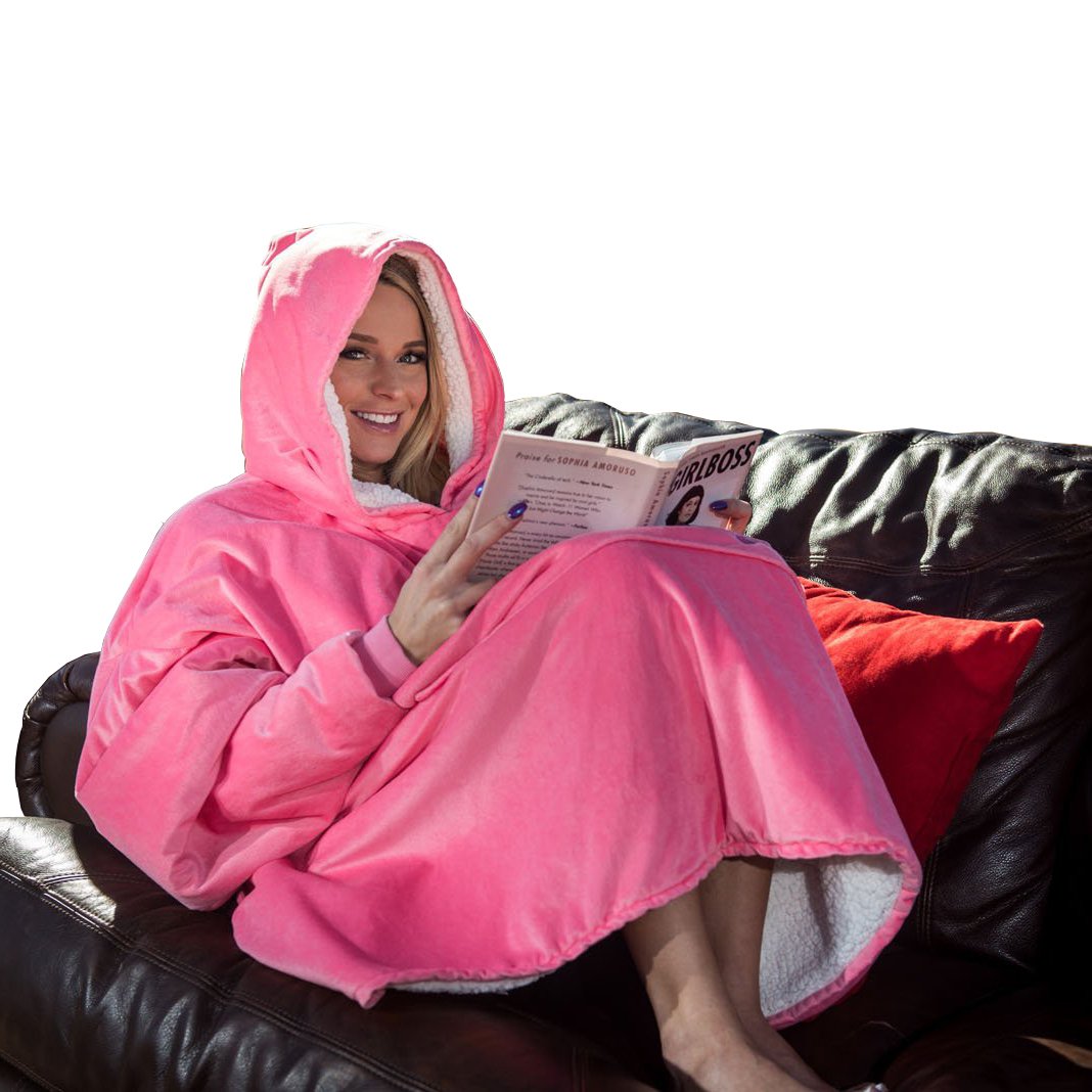 Huggle Hoodie Ultra Plush Blanket Pink